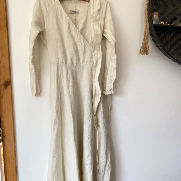 Handmade linen maxi dress with removable obi belt - Picture 9 of 11